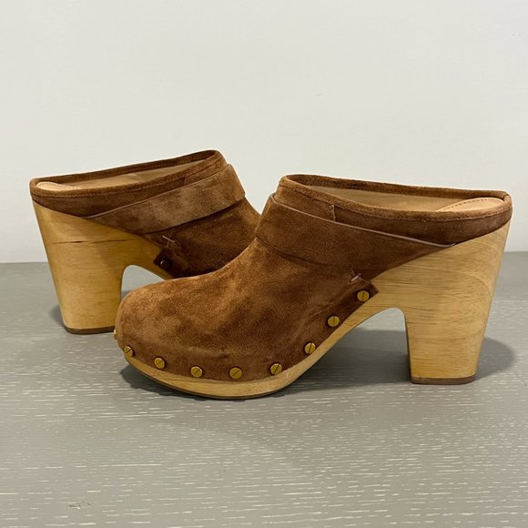 Veronica Beard Dacey Suede Mule Clogs Womens Size 8 in Pecan Brown NWOT - Picture 9 of 10